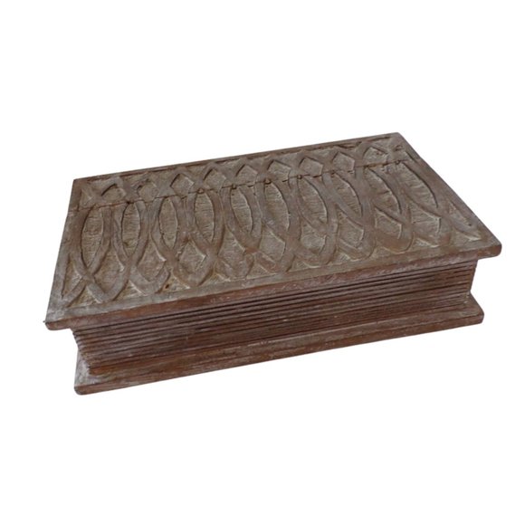 Carved Wooden Bible Box Holder Keepsake Box Hinged Lid   3108 - Picture 4 of 10